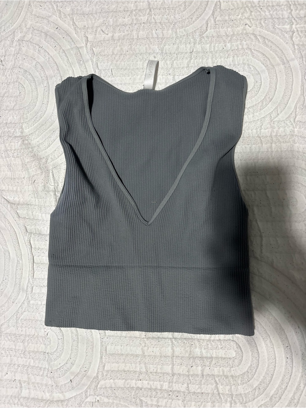 Nikibiki Ribbed V-Neck Tank Top - Gray